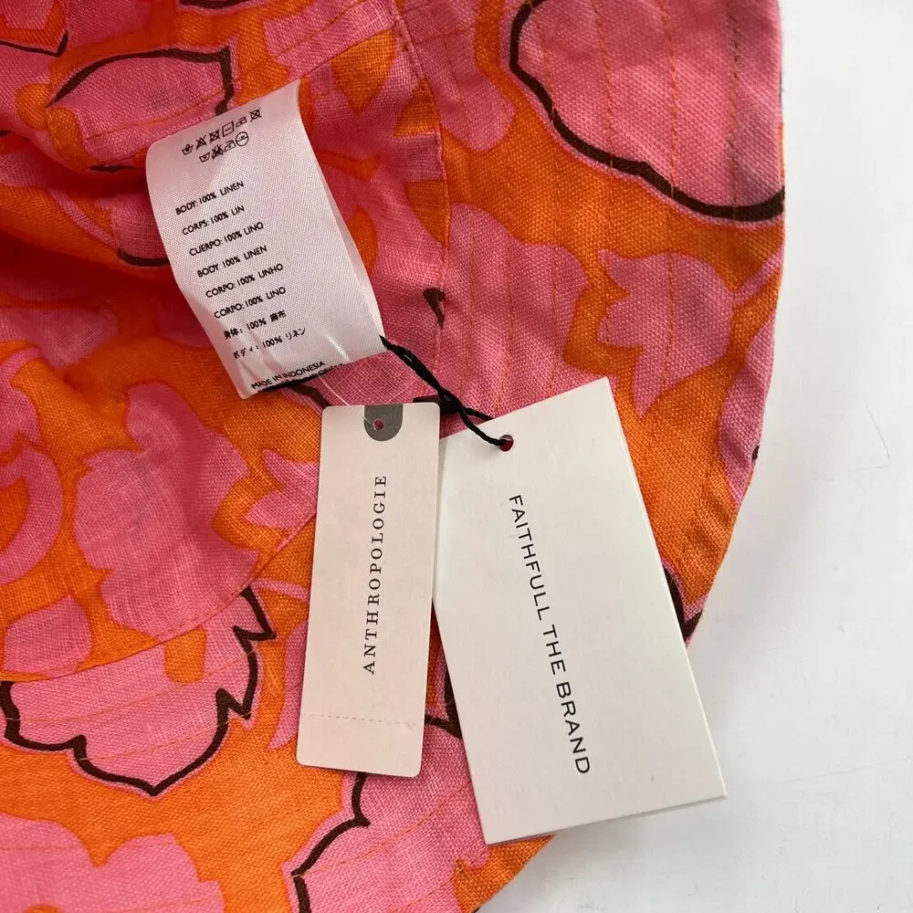 Faithful The Brand Linen Bucket Hat Paraiso Floral Pink Orange